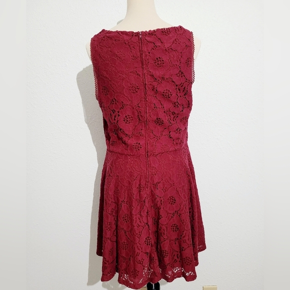 City Vibe Womens Burgundy Fit & Flare Sleeveless Dress Size 15 Lined Square Neck - Picture 5 of 11